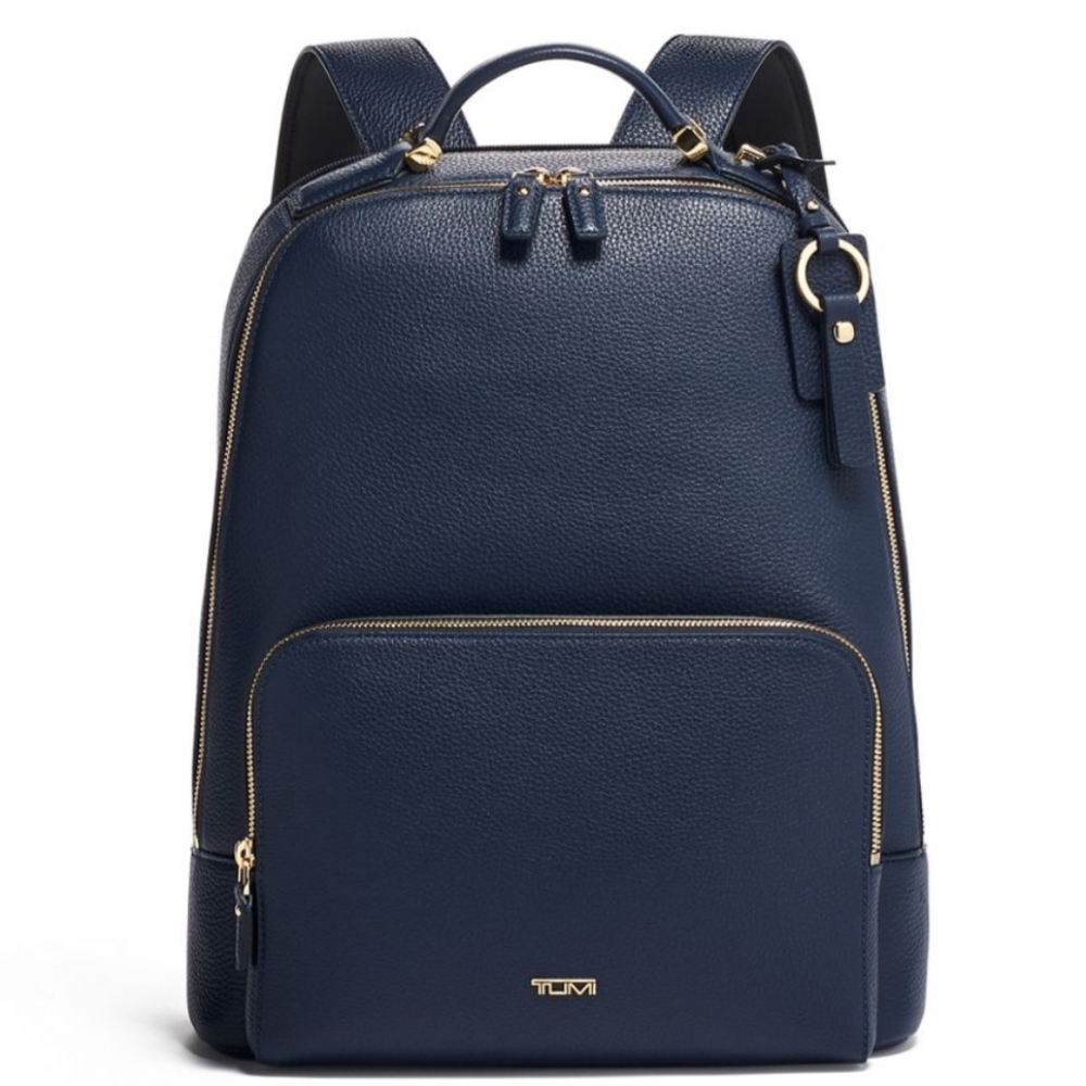 NWOT Tumi Stanton Gail Leather Backpack in Navy